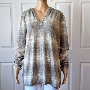 Tuff Athletics Knit Hoodie V Neck Pullover Tunic Sweater in Grey Size XL